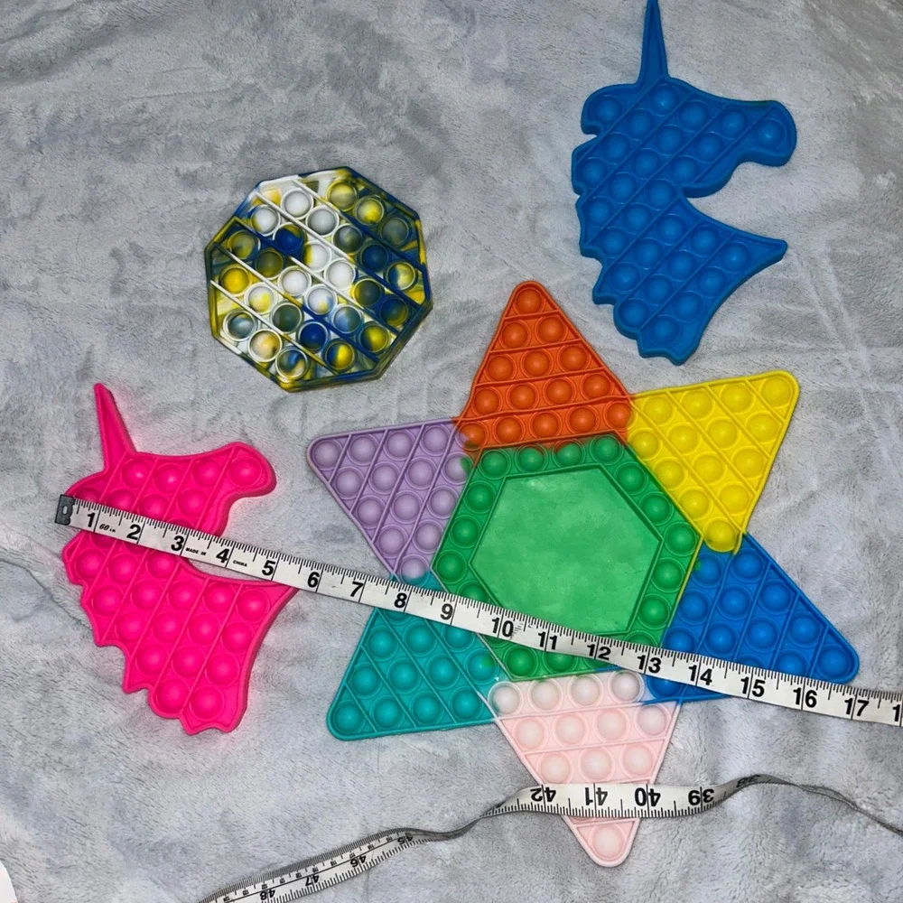 Pop Fidget Toy Bundle 4pc Set Rainbow Star Unicorn Octagon Sensory Stress Relief